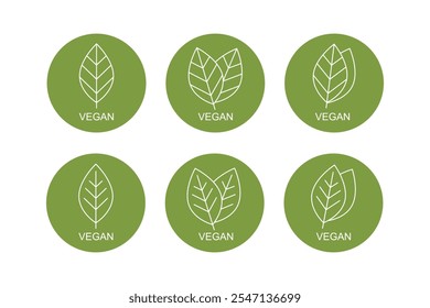 Vegan food. Leaf icon green organic eco food approved vector sign. Vegetarian bio healthy badge logo emblem. Natural organic vegan product symbol isolated.