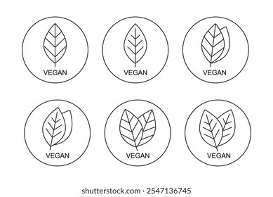 Vegan food. Leaf icon green organic eco food approved vector sign. Vegetarian bio healthy badge logo emblem. Natural organic vegan product symbol isolated.