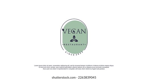 Vegan food logo with creative and unique design icon vector illustration