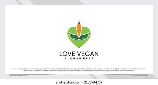 Vegan food logo design with love and creative element