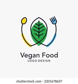 Vegan food logo design vector