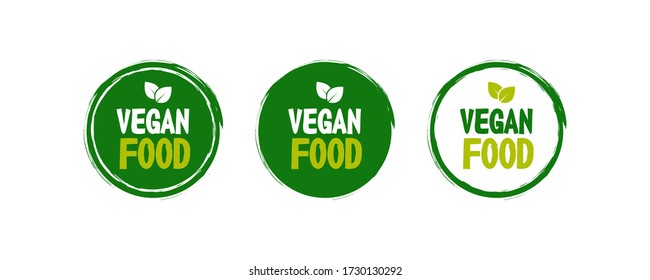 Vegan food logo label isolated on white background. Vector