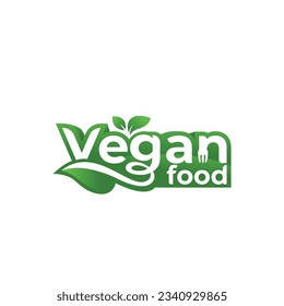 Vegan food logo label vector