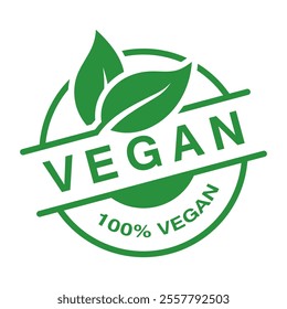 Vegan food logo with leaves