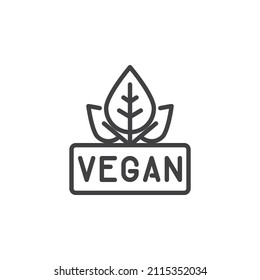 Vegan food logo line icon. linear style sign for mobile concept and web design. Vegan food outline vector icon. Symbol, logo illustration. Vector graphics