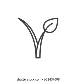 Vegan food logo line icon, outline vector sign, linear style pictogram isolated on white. Sprout symbol, logo illustration. Editable stroke. Pixel perfect vector graphics
