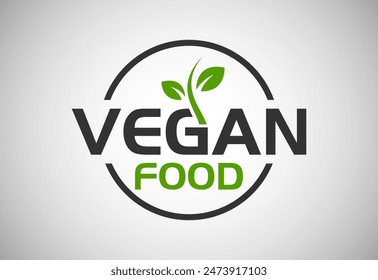 Vegan food logo sign with leaves. Bio, Ecology, Organic Logos and Label. Vegan food diet icon