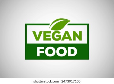 Vegan food logo sign with leaves. Bio, Ecology, Organic Logos and Label. Vegan food diet icon