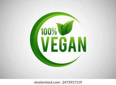 Vegan food logo sign with leaves. Bio, Ecology, Organic Logos and Label. Vegan food diet icon