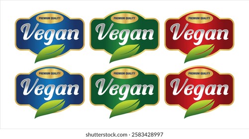vegan food logo sticker label sign symbol modern design for product package Organic, bio, eco symbols healthy vegetarian fresh organic product