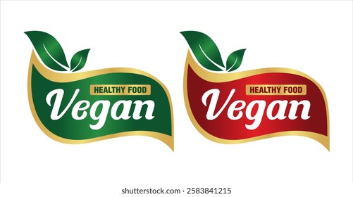 vegan food logo sticker label sign symbol modern design for product package Organic, bio, eco symbols healthy vegetarian fresh organic product