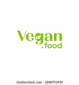 Vegan food logo template. Vegan typographic logo with a negative space leaf. Negative space leaf inside G letter. Heathy food symbol. 