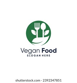 Ilustración del diseño vectorial del logo de comida vegana con el concepto de elemento creativo