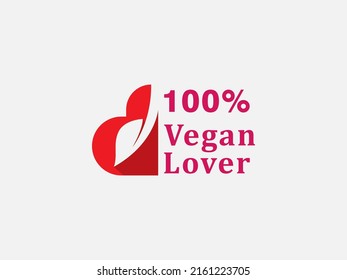 vegan food lover logo design element,Green leaves with love symbol , usable for product. menu.restaurant logo design vector template