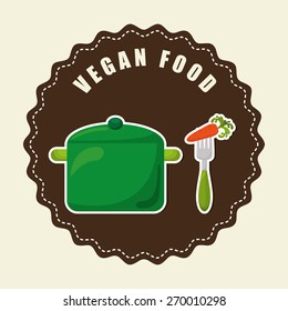 vegan food over beige background vector illustration