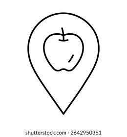 Vegan Food Pointer Line Icon. Editable Stroke. Pin, Navigation, Direction, Marker Icons Vector Illustration