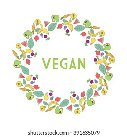 The vegan food pyramid composed of food icons including grains, vegetables, fruits, fortified dairy alternatives and added fats. Modern flat design. Healthy food background. raw food