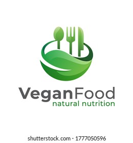 vegan food restaurant logo, natural nutrition, healthy food and healthy life logo design vector template