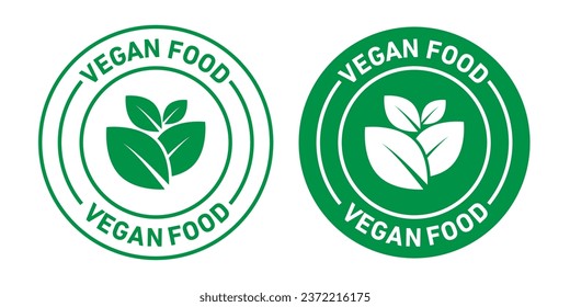 Vegan Food rounded vector symbol set on white background