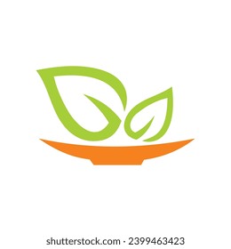 vegan food simple icon logo