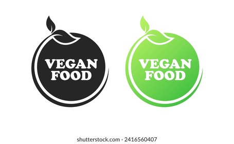 Vegan food stamps icon. Silhouette and flat style. Vector icons