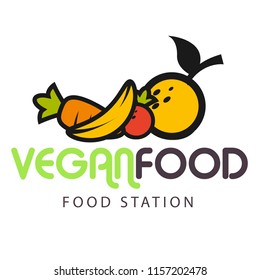 Vegan Food Station Fruit Background Vector Image
