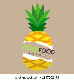 Vegan Food Station Pineapple Background Vector Image
