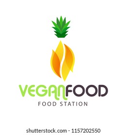Vegan Food Station Pineapple Background Vector Image
