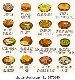 Vegan food vector set