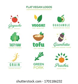 Vegan, fresh, bio, raw, eco, organic and healthy logos