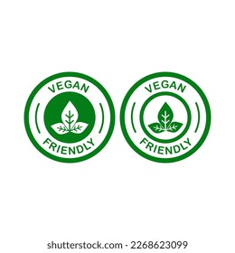 Vegan friendly badge vector logo template. Suitable for product label