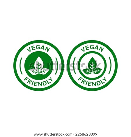 Vegan friendly badge vector logo template. Suitable for product label