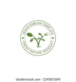 Vegan Friendly Food Icon Badge Design. Vegan Vector Illustration Symbol Stock Vector. Bio food logo. Vegan vector badge. Vegan food sign with leaves