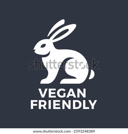 Vegan Friendly Icon with Rabbit Symbol. Not Tested on Animals Concept. Vector Illustration.
