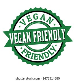 Vegan friendly label or sticker on white background, vector illustration