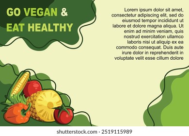Vegan Green Background Template Vector for Landing Page, Banner and Presentation