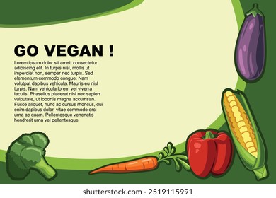 Vegan Green Background Template Vector for Landing Page, Banner and Presentation