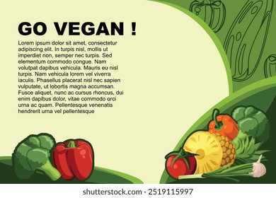 Vegan Green Background Template Vector for Landing Page, Banner and Presentation