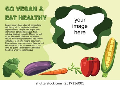 Vetor de modelo de fundo verde vegano para página inicial, banner e apresentação