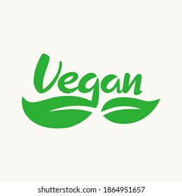 Vegan green isolated logo with leaves