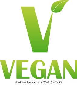 Vegan green leaf logo icon