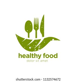 Vegan Green Nature Eco Restaurant Logo Design