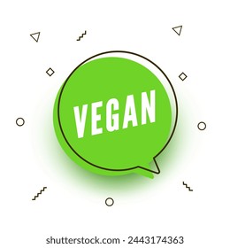 Vegan green speech bubble icon. Plant-based lifestyle veganism healthy diet. Vegan ecological icon