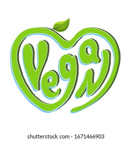 Vegan. Hand drawn green lettering. Vector illustration isolated on white background. Great design for t-shirt, logo, invitation, poster, print.