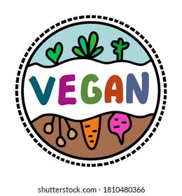 Logotipo de ilustración vectorial hecha a mano en plantas estilo doodle de dibujos animados cultivando jardín