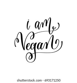 i am vegan - hand lettering inscription to healthy life holiday celebration for greeting card, poster and banner, calligraphy vector illustration
