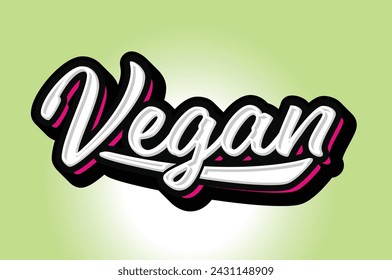 Vegan Hand Lettering Typography Vector Template