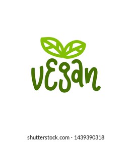 Vegan handdrawn cartoon illustration. Slogan for package, label, cover, brochure, bag. Poster typography design elements