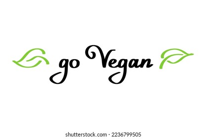 Vegan hand-drawn text green vector lettering illustration.