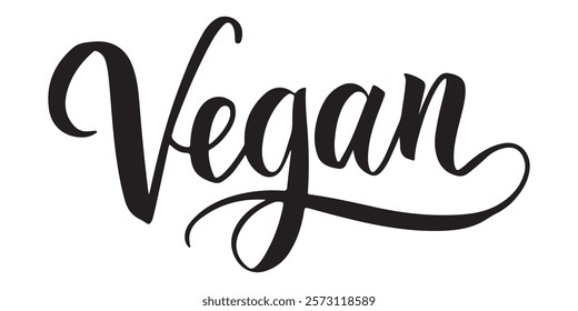 "VEGAN" handwritten inscription. Hand drawn lettering. Thank you calligraphy. Vector illustration